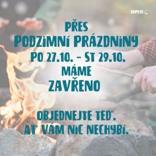 Milí, všechny vaše objednávky 📦 od pátku 24.10. začneme vyřizovat následující čtvrtek 30. 10. Děkujeme za pochopení. 🙏